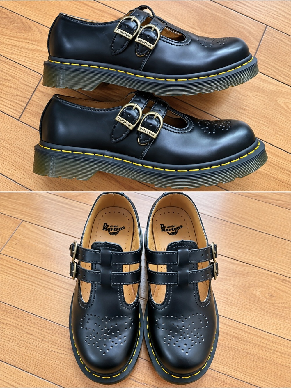 Dr Martens 8065 Mary Jane Black Leather Double Buckle Punk Grudge Shoes Size 8